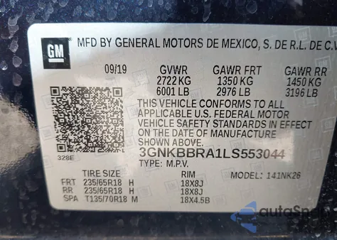 2020 Chevrolet Blazer Fwd 1Lt из США, поврежденный, VIN 3GNKBBRA1LS553044